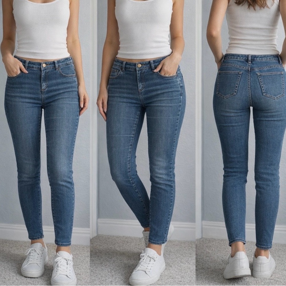 Michael Kors Blue High-Rise Ankle Skinny Jeans